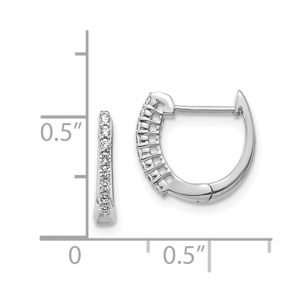 14k White Gold Polished Real Diamond Hinged Hoop Earrings EM5407-016-WA