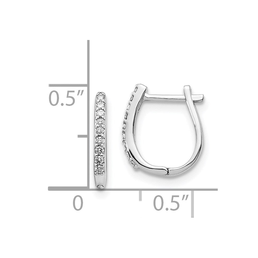 14k White Gold Real Diamond Hinged Hoop Earrings EM5413-010-WA