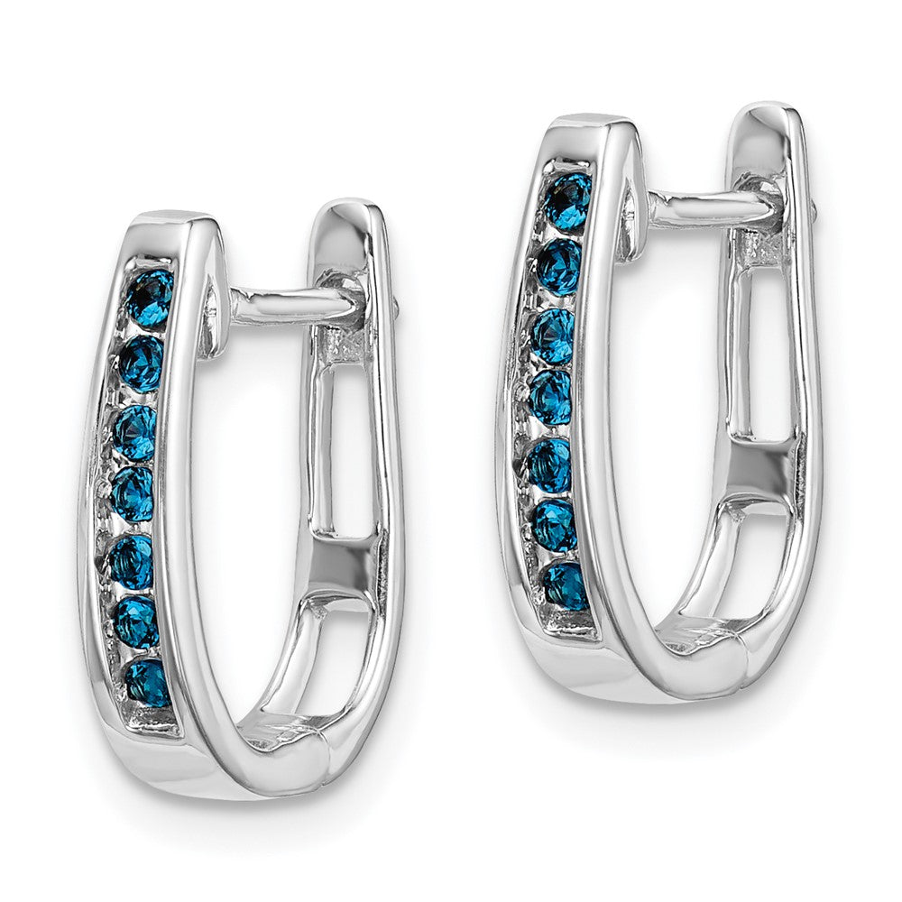 14k White Gold Real Diamond 3mm Hinged Hoop Earrings EM5415-016-WA