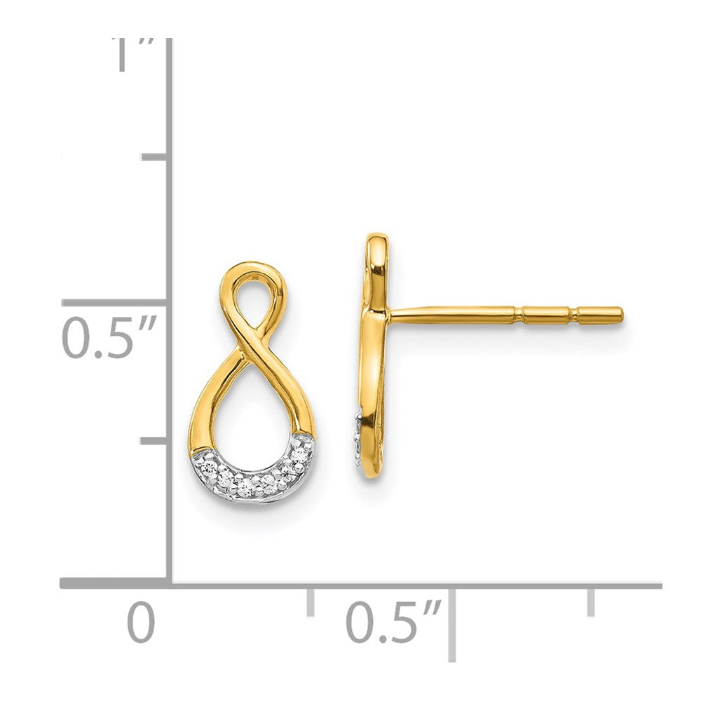 14k Yellow Gold and Rhodium Real Diamond Twisted Post Earrings EM5515-005-YA