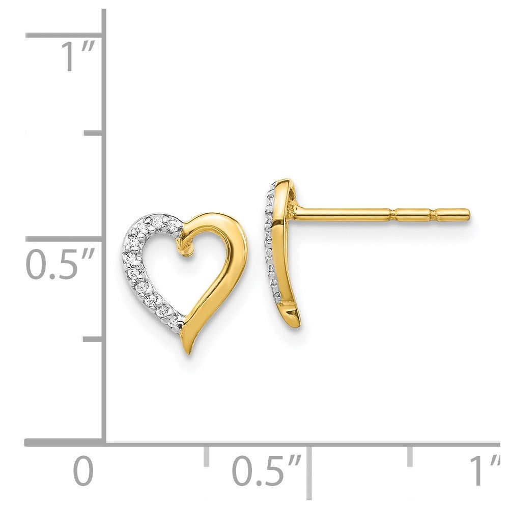 14k Yellow Gold Real Diamond Heart Earrings EM5521-005-YA