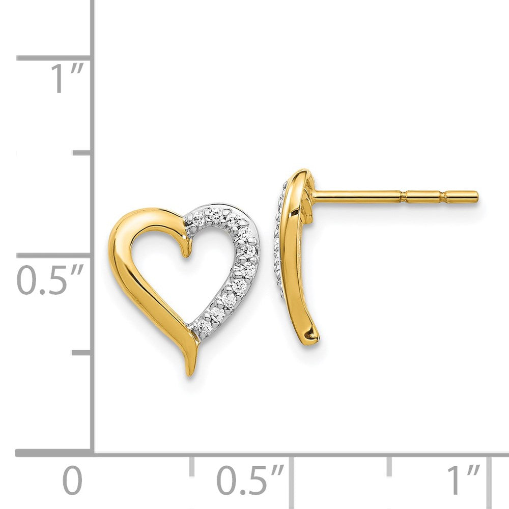 14k Yellow Gold Real Diamond Heart Post Earrings EM5521-010-YA
