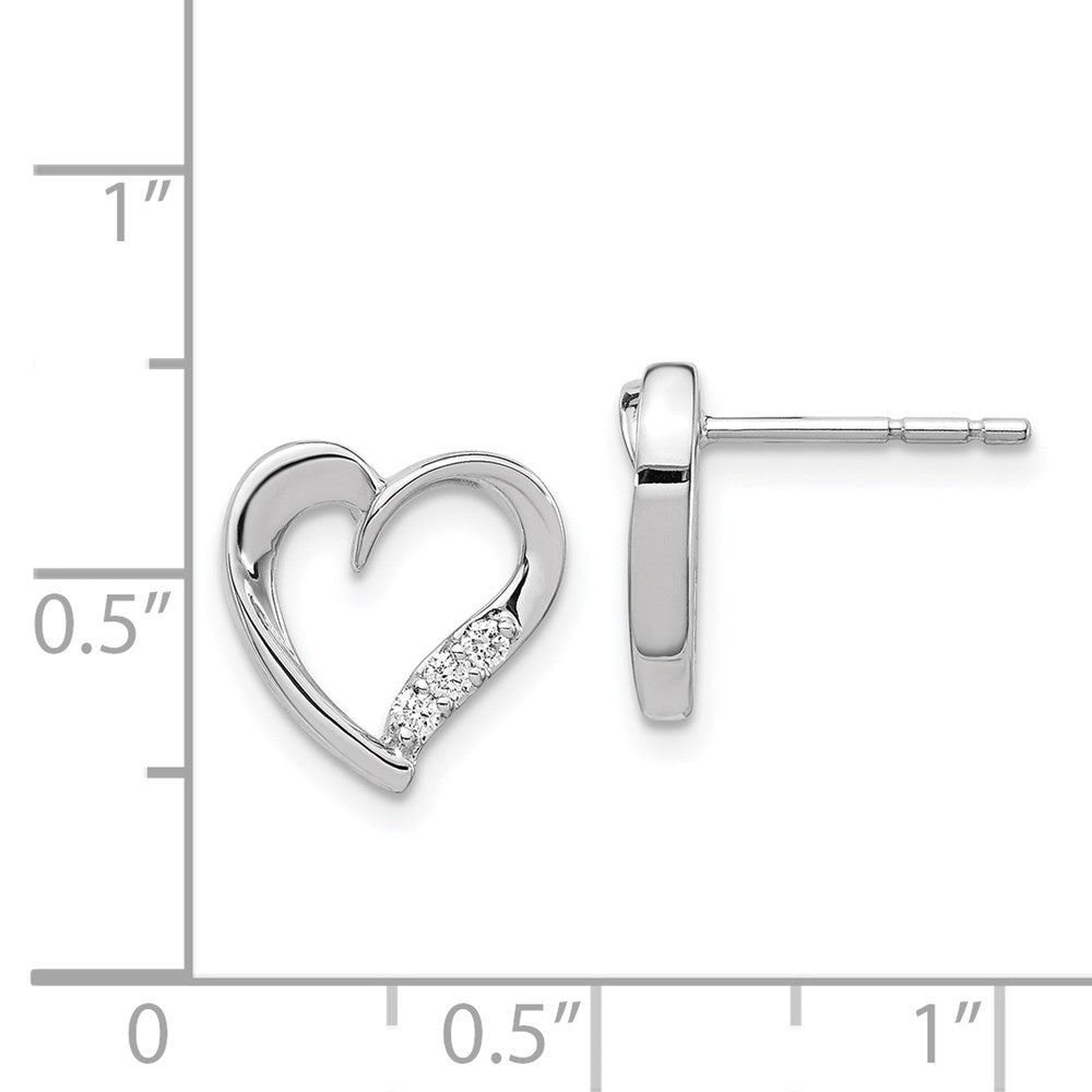 14k White Gold Real Diamond Heart Earrings EM5523-010-WA