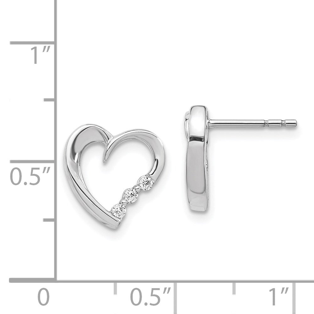 14k White Gold Real Diamond Heart Post Earrings EM5528-013-WA