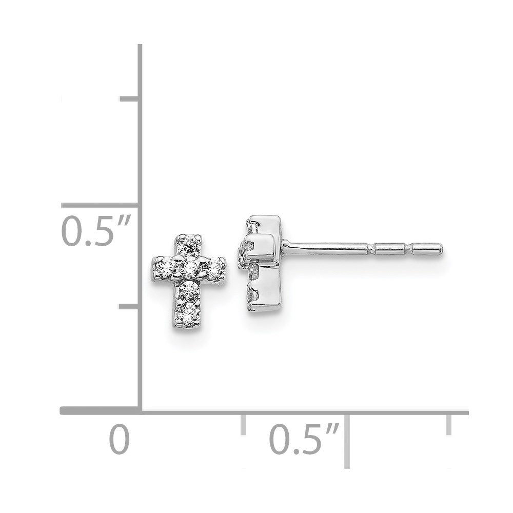 14k White Gold Real Diamond Cross Earrings EM5535-016-WA