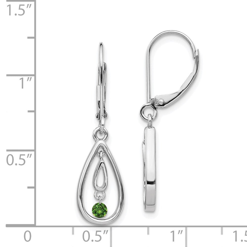 14k White Gold Green Real Diamond Leverback Earrings EM5582-GD-013-WA