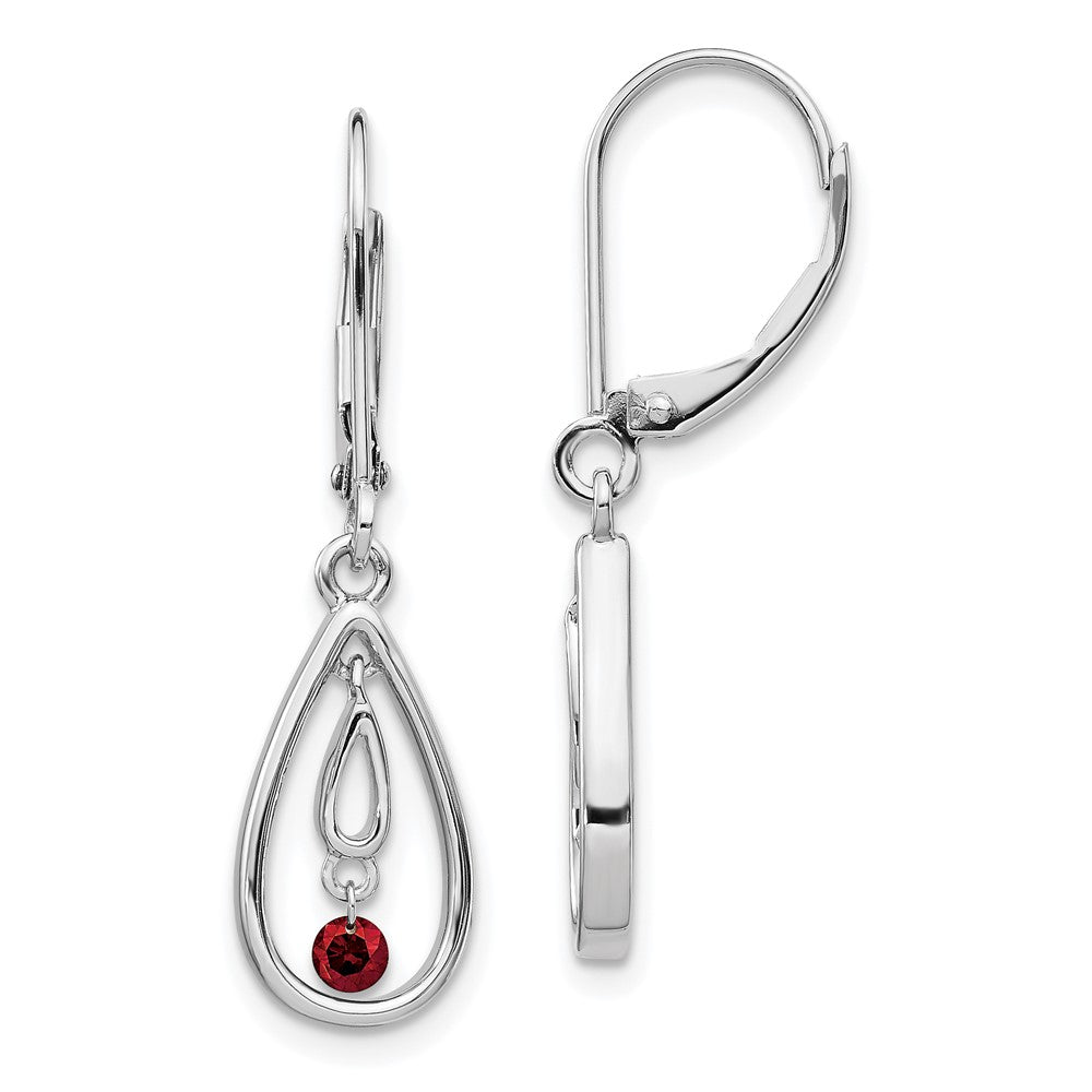 14k White Gold Red Real Diamond Leverback Earrings EM5582-RD-013-WA