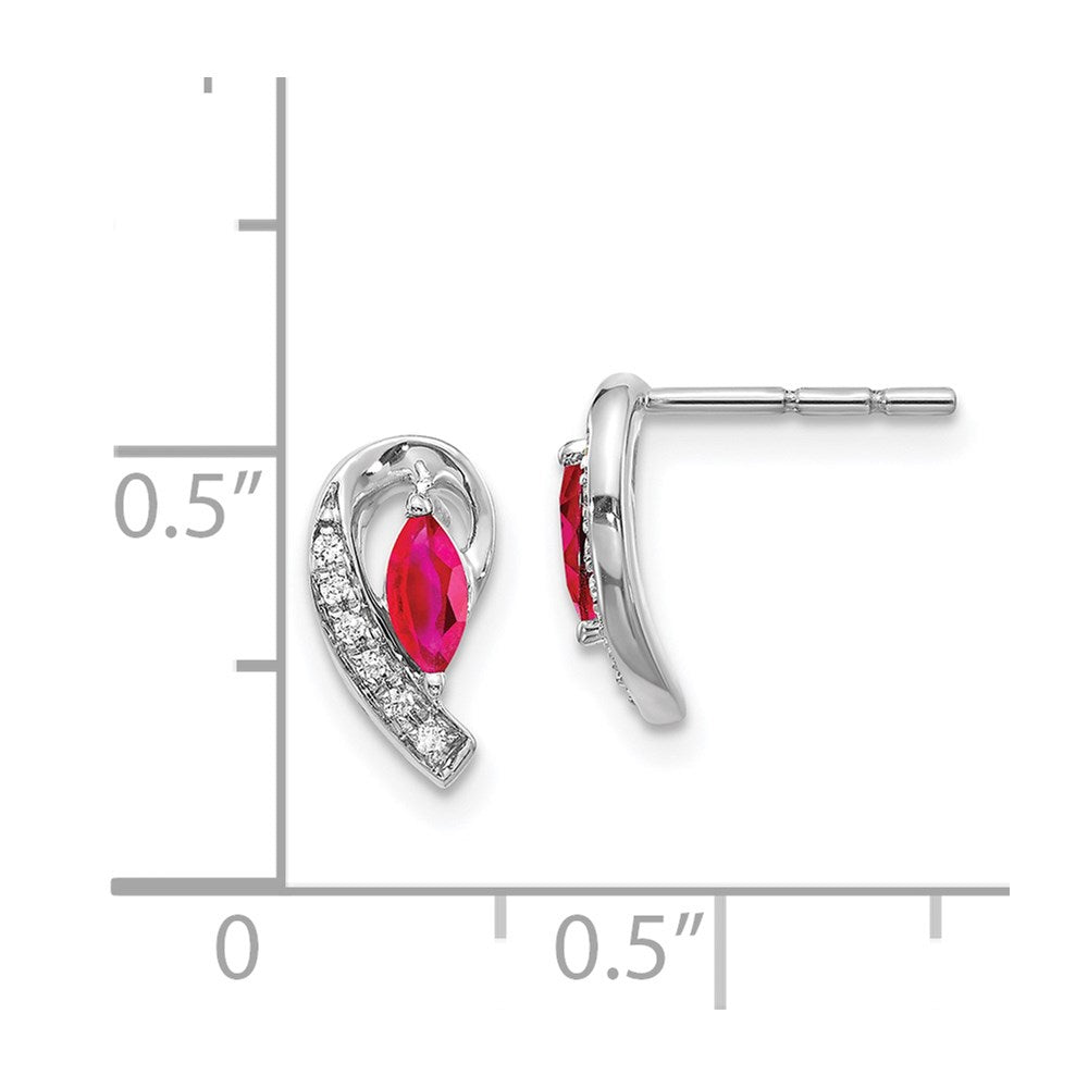 14k White Gold Real Diamond and Ruby Earrings EM5592-RU-005-WA