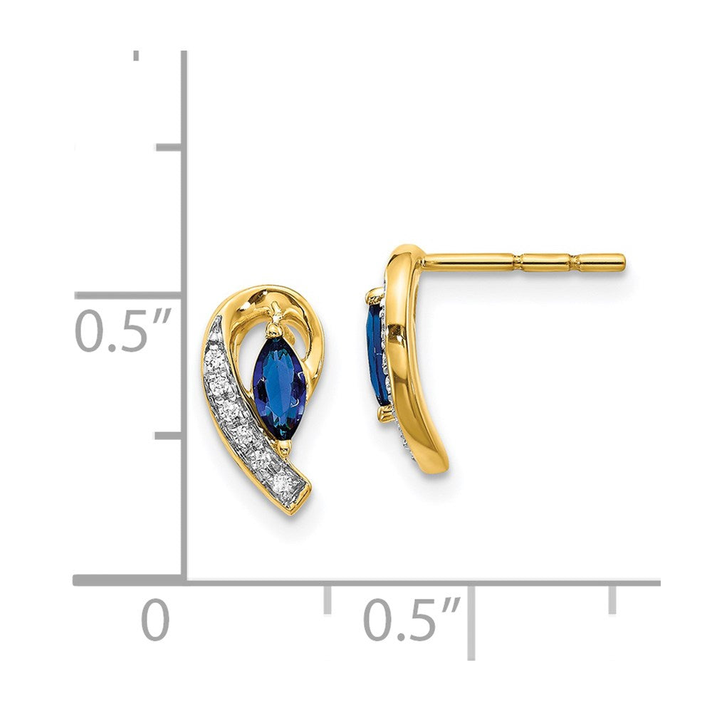 14k Yellow Gold Real Diamond and Sapphire Earrings EM5592-SA-005-YA