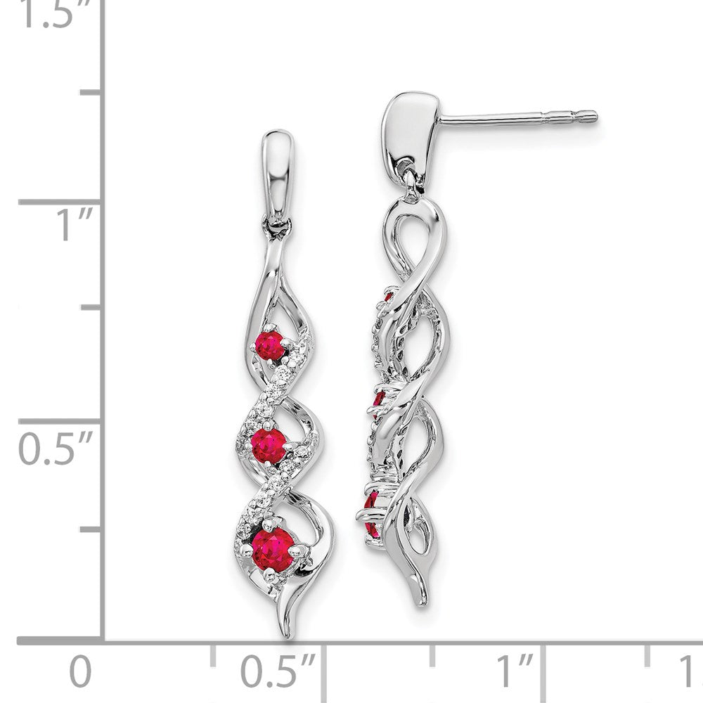 14k White Gold Real Diamond and Ruby Post Dangle Earrings EM5599-RU-013-WA