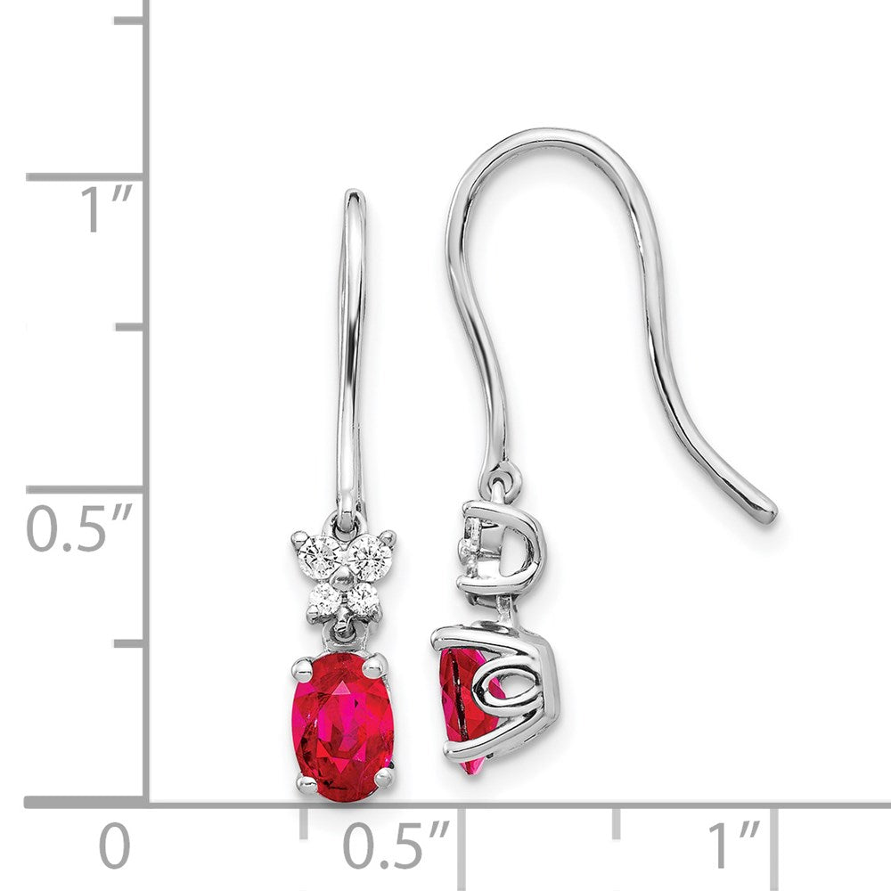 14k White Gold Real Diamond and Oval Ruby Earrings EM5600-RU-013-WA