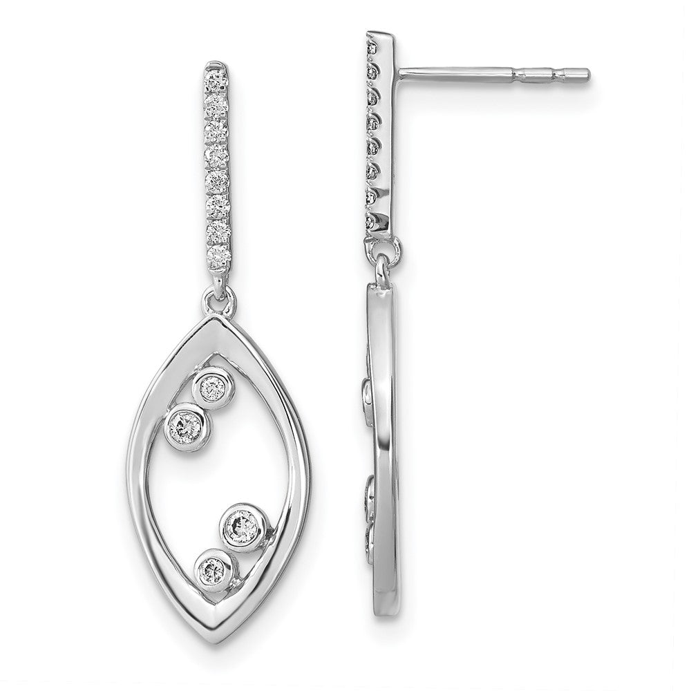 14k White Gold Polished Fancy Dangle Real Diamond Post Earrings EM6826-016-WA