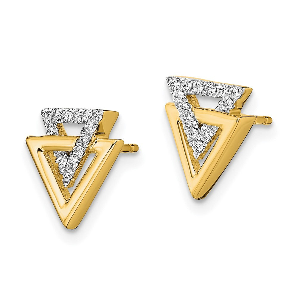 14k Yellow Gold Polished Triangle Real Diamond Post Earrings EM6832-009-YA