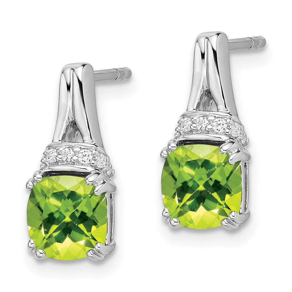 14k White Gold Peridot and Real Diamond Earrings EM7074-PE-007-WA