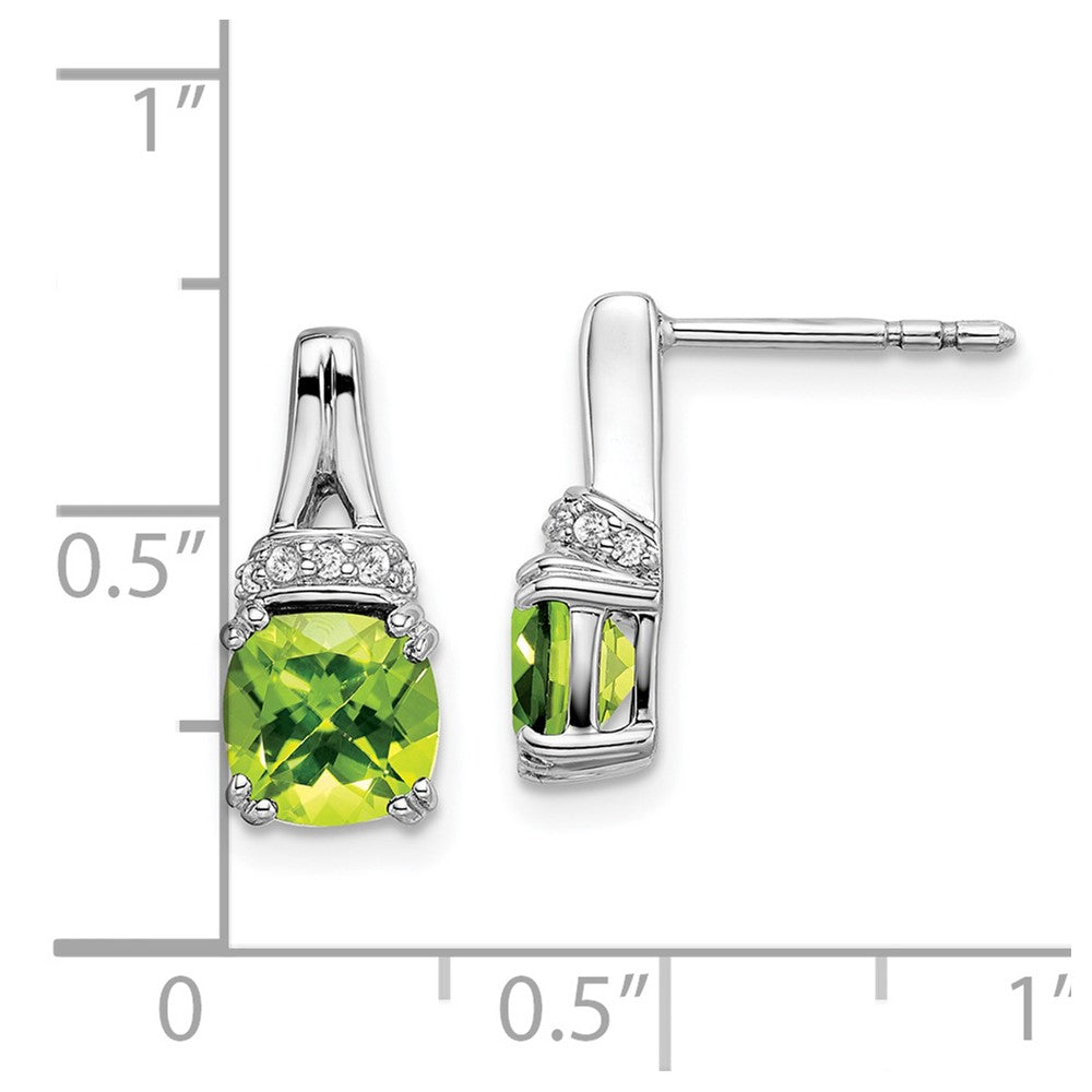 14k White Gold Peridot and Real Diamond Earrings EM7074-PE-007-WA