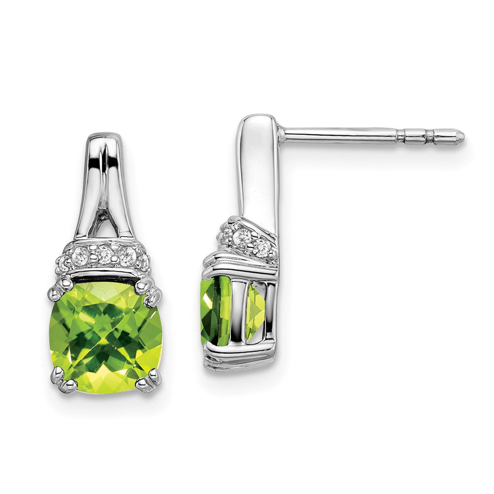 14k White Gold Peridot and Real Diamond Earrings EM7074-PE-007-WA