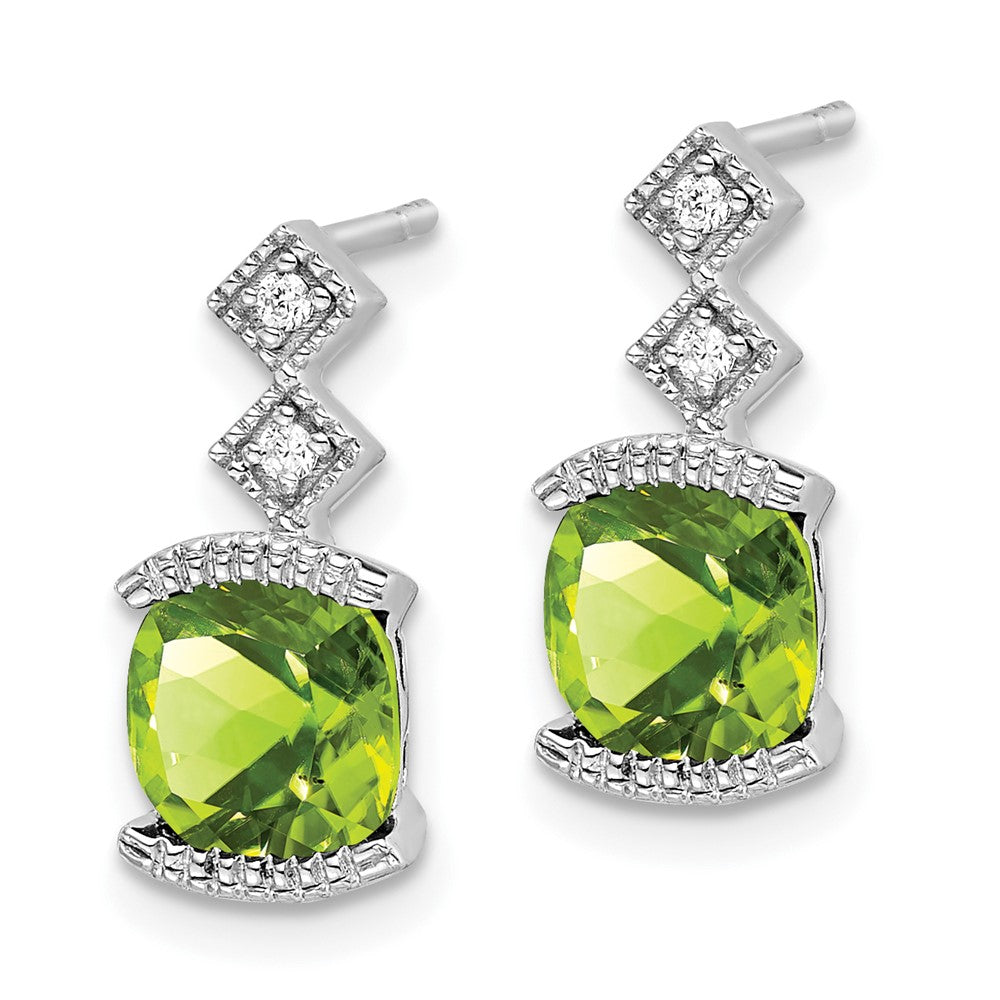 14k White Gold Peridot and Real Diamond Earrings EM7081-PE-004-WA