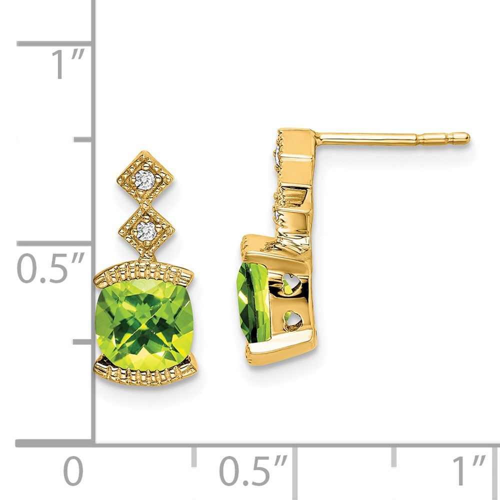 14k Yellow Gold Peridot and Real Diamond Earrings EM7081-PE-004-YA