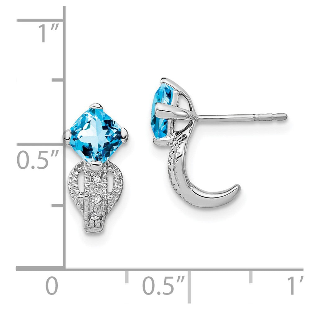14k White Gold Blue Topaz and Real Diamond Earrings EM7086-BT-003-WA