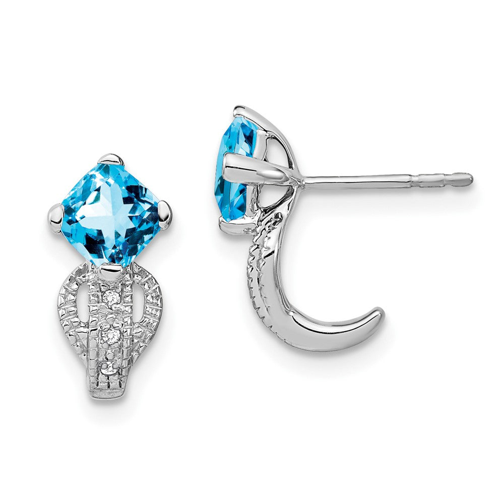 14k White Gold Blue Topaz and Real Diamond Earrings EM7086-BT-003-WA