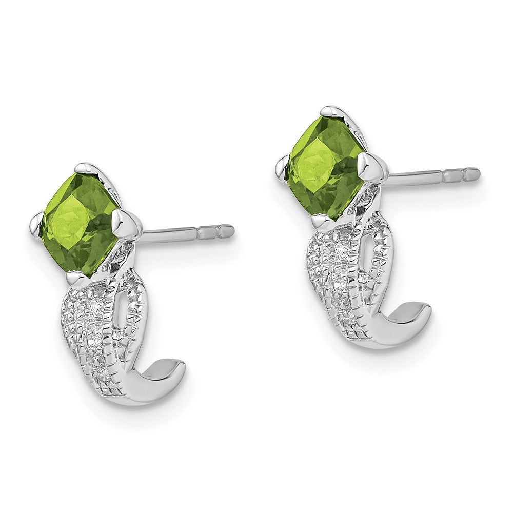 14k White Gold Peridot and Real Diamond Earrings EM7086-PE-003-WA