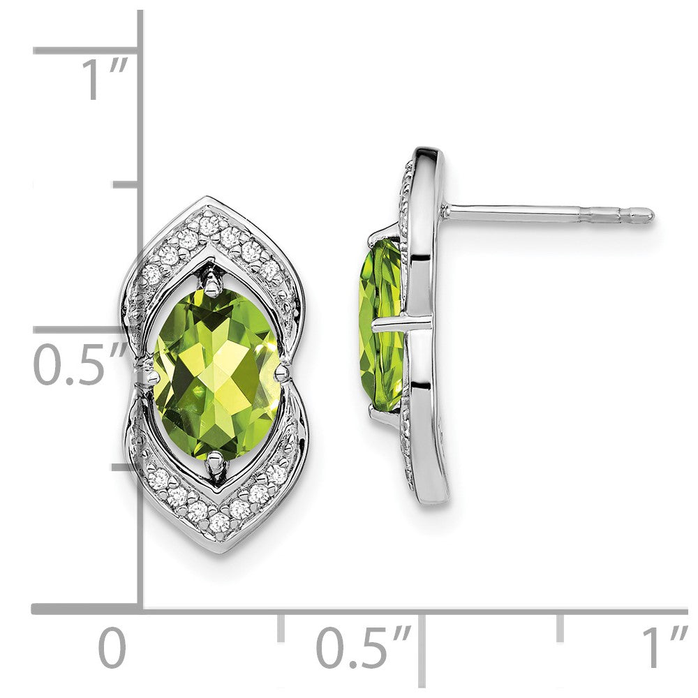14k White Gold Peridot and Real Diamond Post Earrings EM7088-PE-014-WA