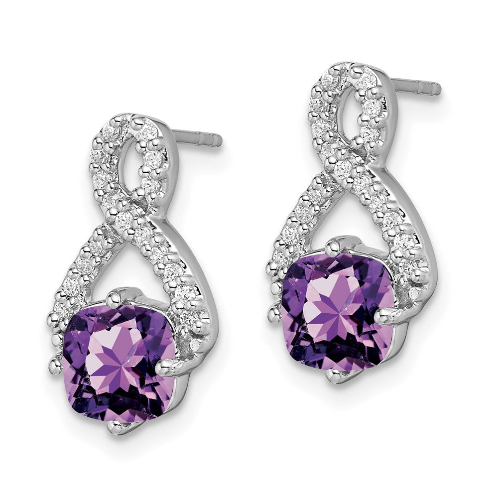 14k White Gold Amethyst and Real Diamond Earrings EM7089-AM-017-WA