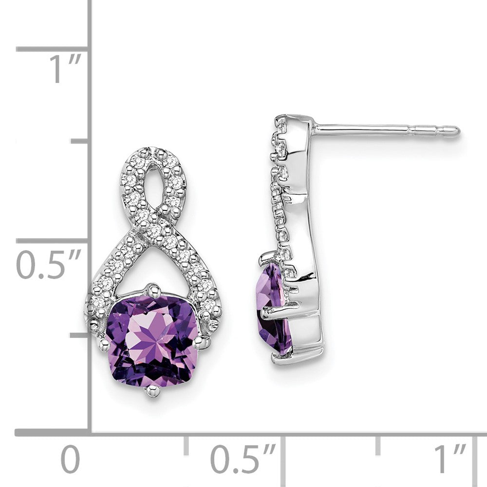 14k White Gold Amethyst and Real Diamond Earrings EM7089-AM-017-WA