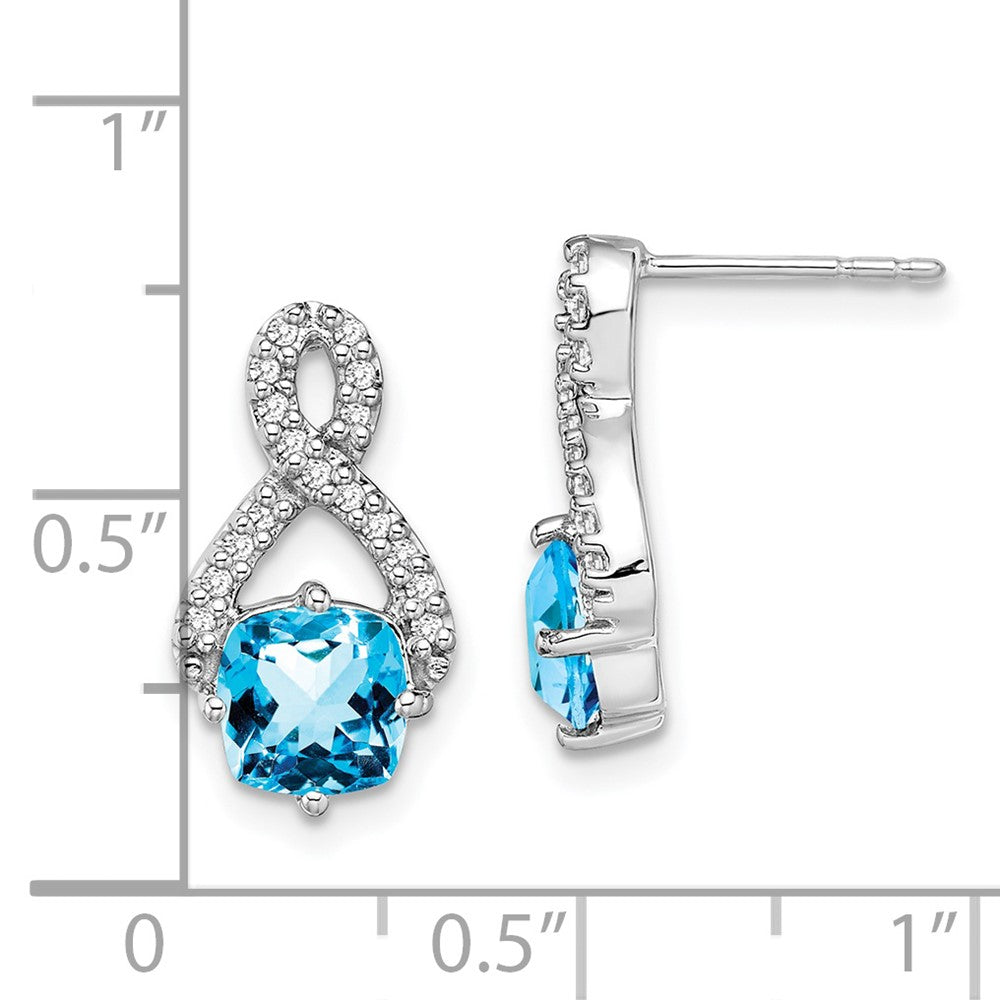 14k White Gold Blue Topaz and Real Diamond Earrings EM7089-BT-017-WA