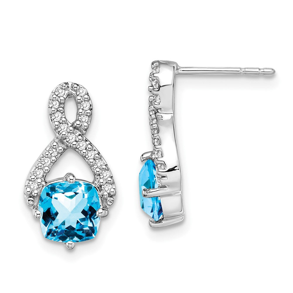 14k White Gold Blue Topaz and Real Diamond Earrings EM7089-BT-017-WA