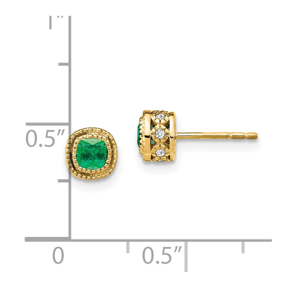 14k Yellow Gold Emerald and Real Diamond Earrings EM7092-EM-010-YA
