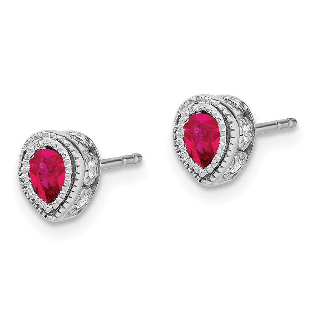 14k White Gold Ruby and Real Diamond Earrings EM7094-RU-015-WA