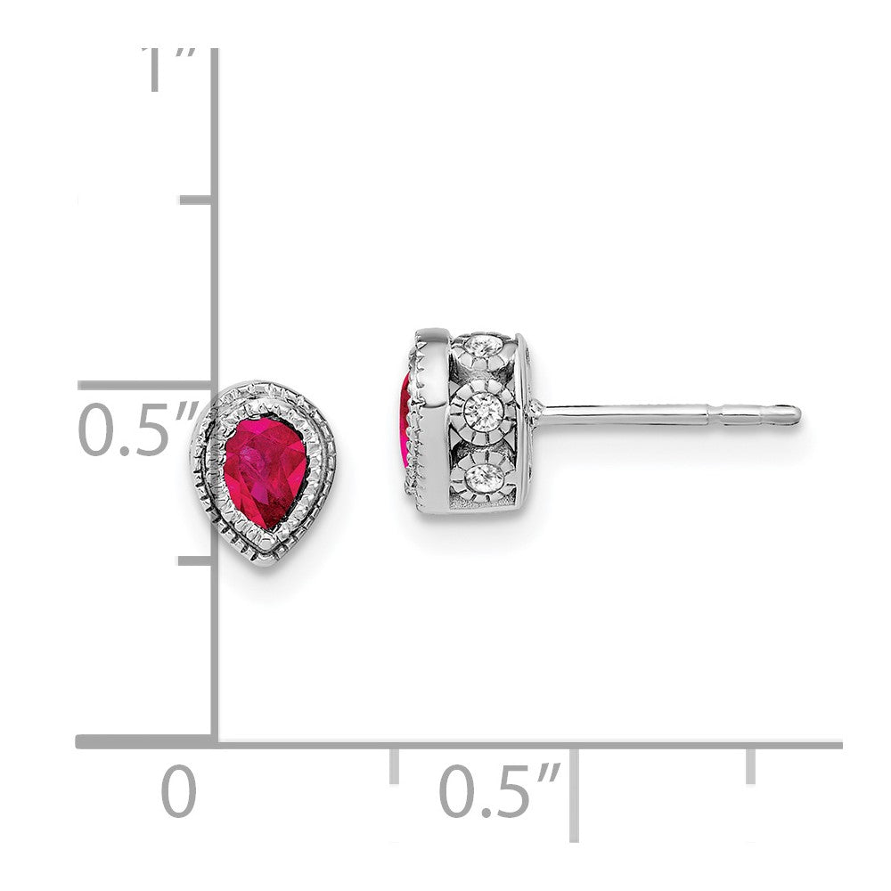 14k White Gold Ruby and Real Diamond Earrings EM7094-RU-015-WA