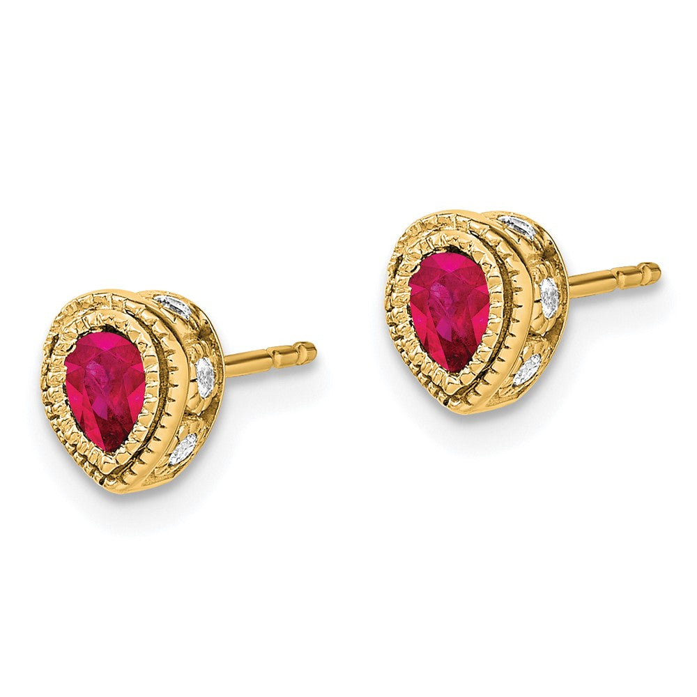 14k Yellow Gold Ruby and Real Diamond Earrings EM7094-RU-015-YA