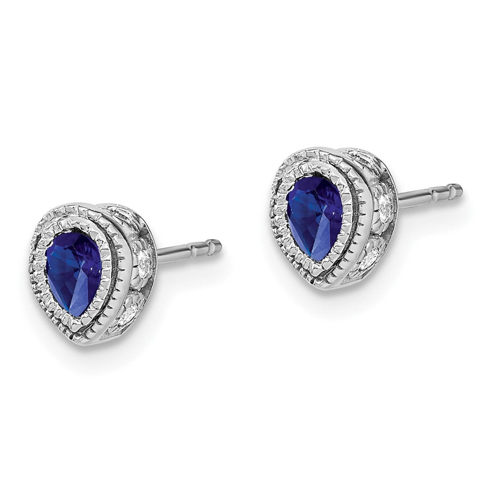 14k White Gold Sapphire and Real Diamond Earrings EM7094-SA-015-WA