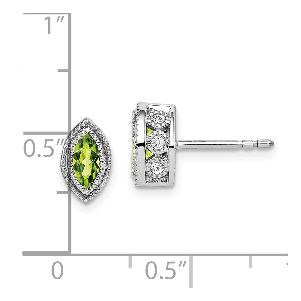 14k White Gold Marquise Peridot and Real Diamond Earrings EM7095-PE-014-WA