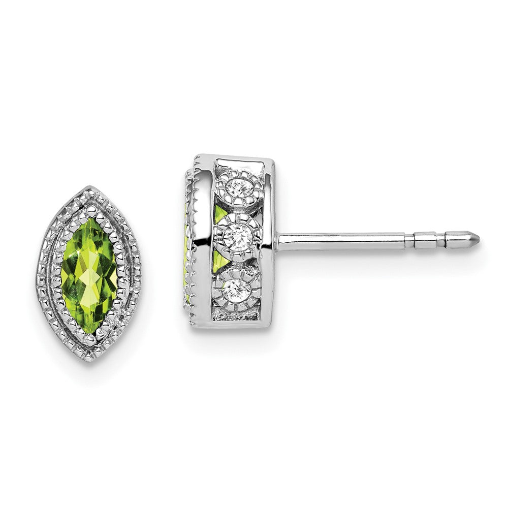 14k White Gold Marquise Peridot and Real Diamond Earrings EM7095-PE-014-WA
