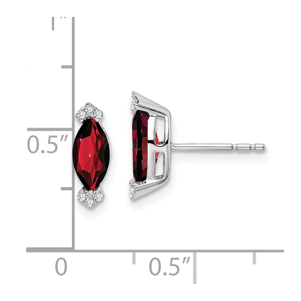 14k White Gold Marquise Garnet and Real Diamond Earrings EM7109-GA-005-WA