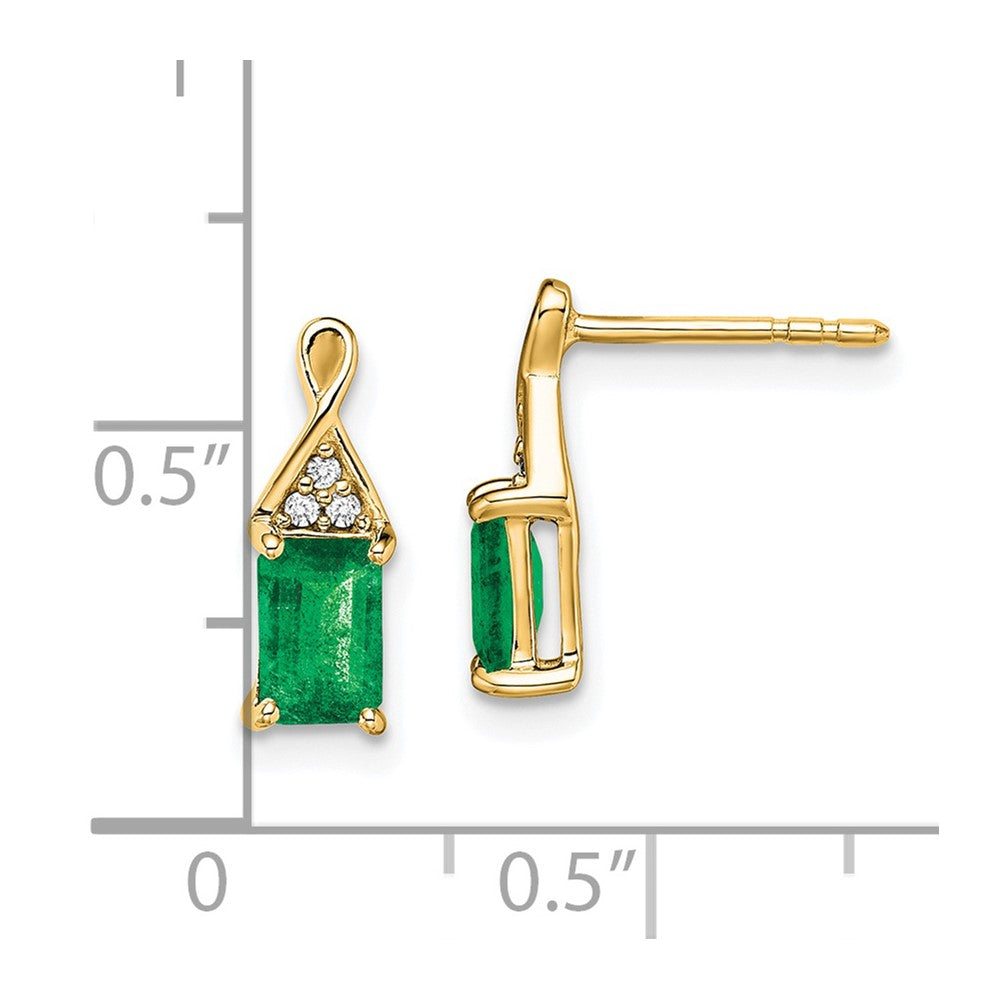 14k Yellow Gold Emerald and Real Diamond Earrings EM7187-EM-004-YA