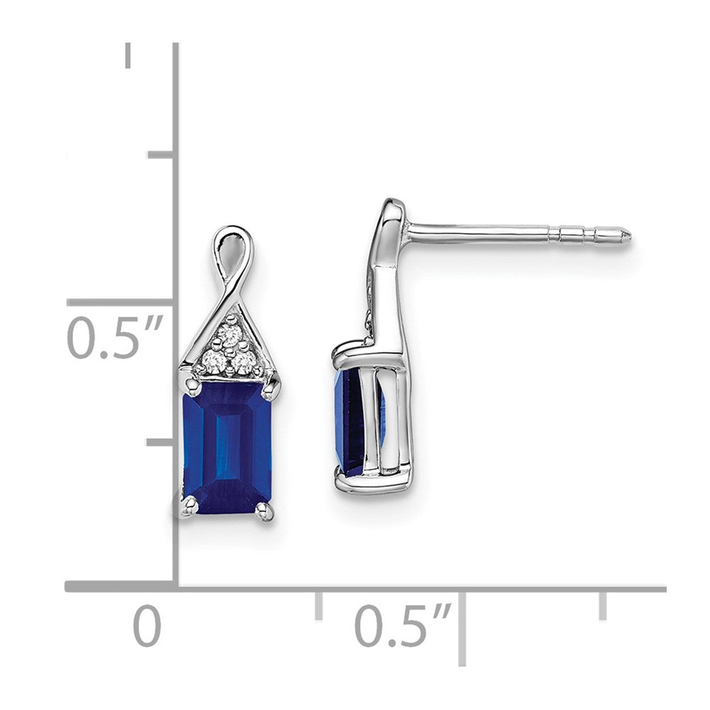 14k White Gold Sapphire and Real Diamond Earrings EM7187-SA-004-WA