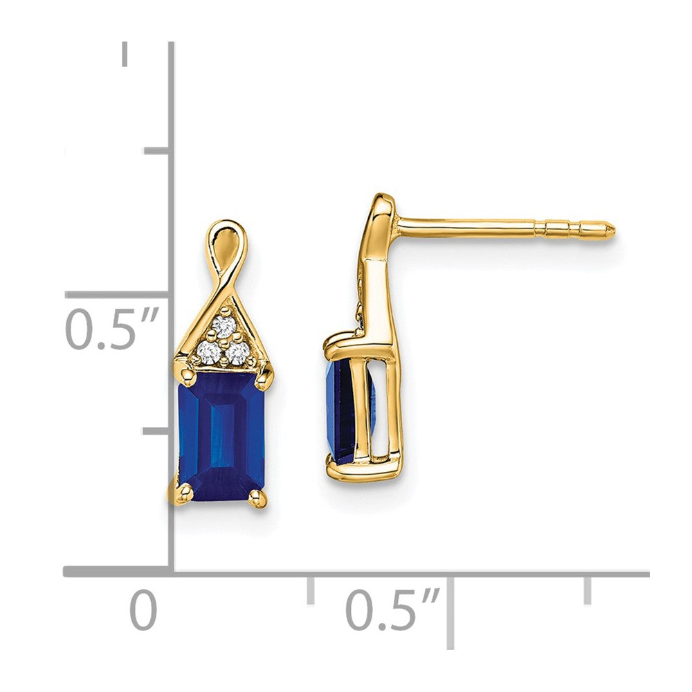14k Yellow Gold Sapphire and Real Diamond Earrings EM7187-SA-004-YA