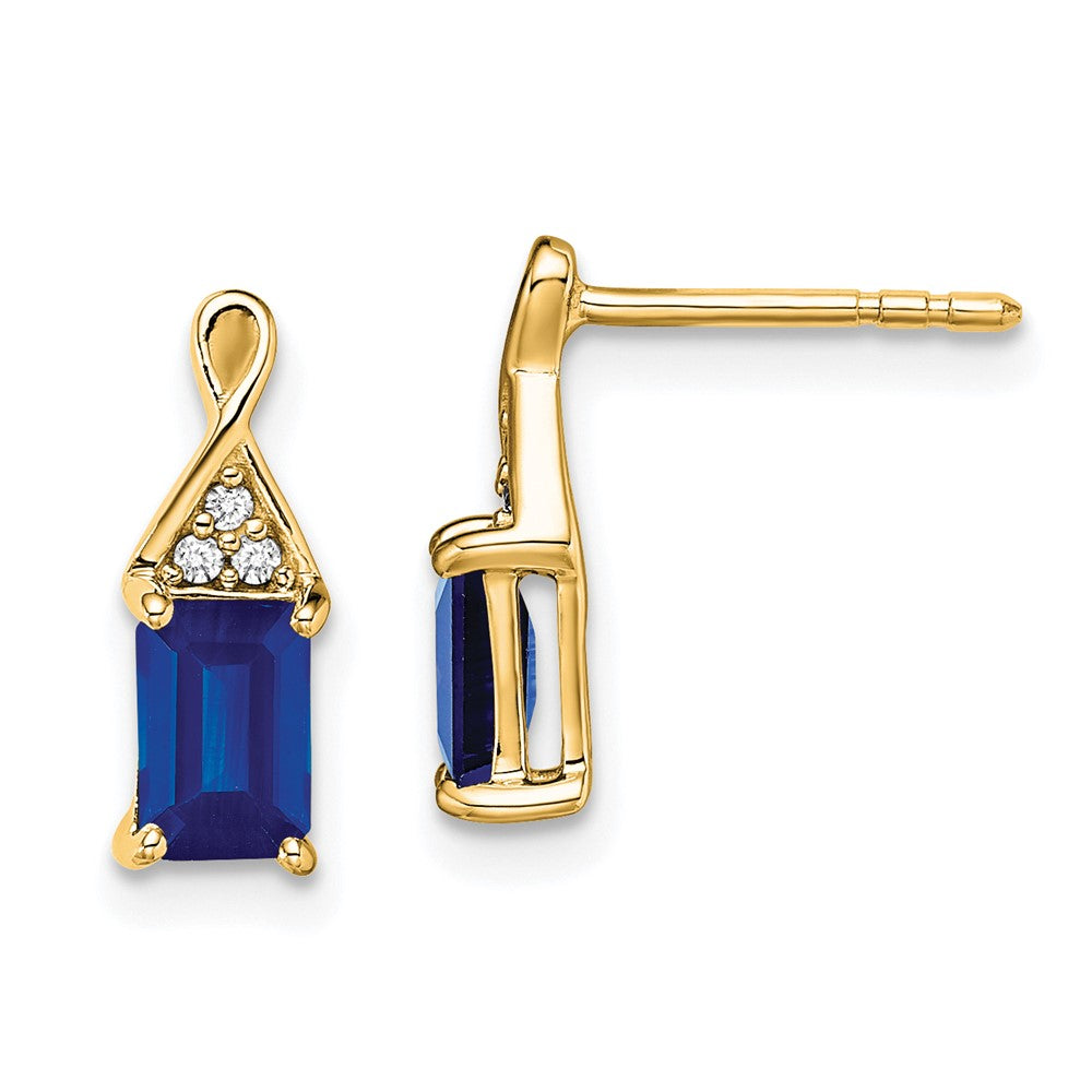 14k Yellow Gold Sapphire and Real Diamond Earrings EM7187-SA-004-YA