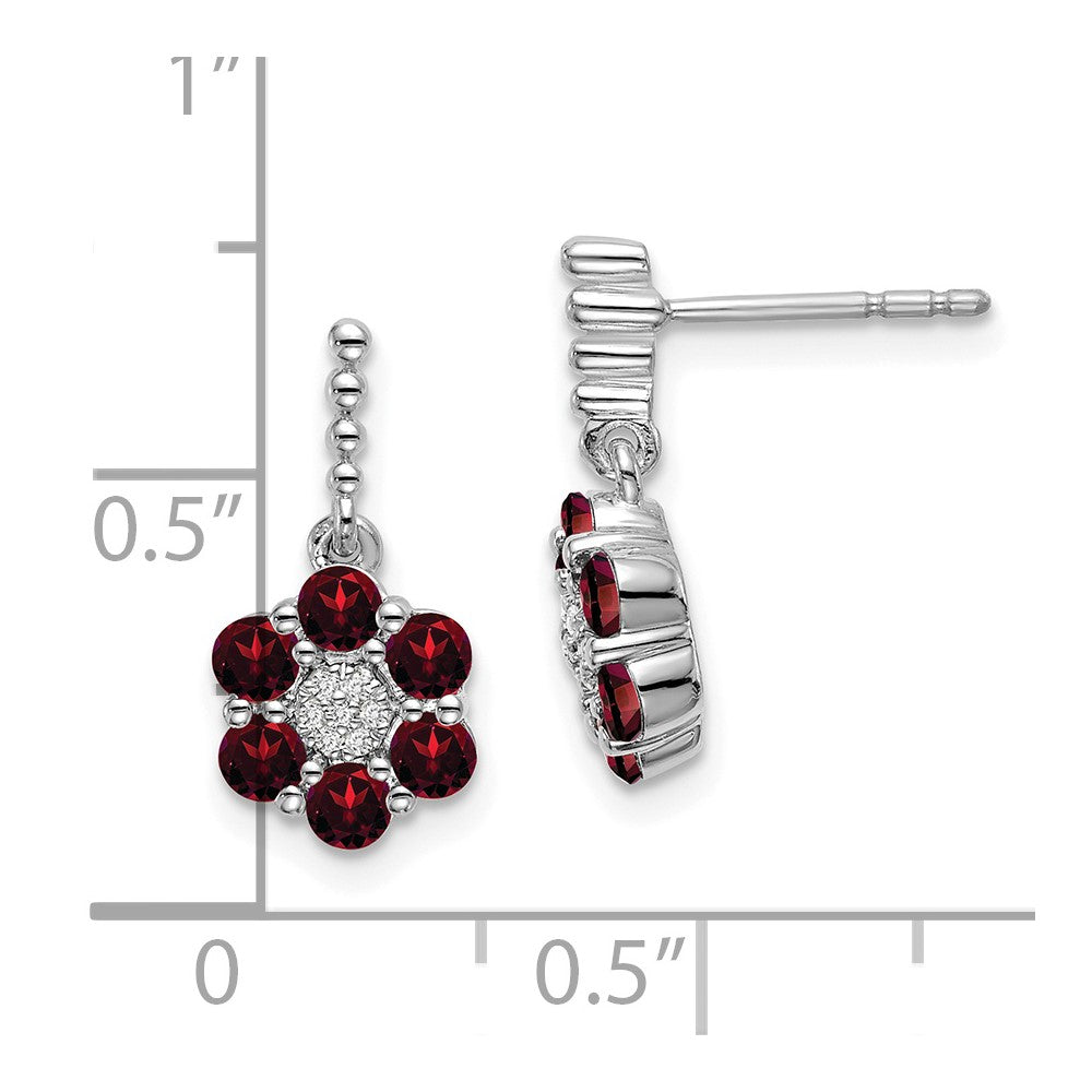 14k White Gold Garnet and Real Diamond Earrings EM7191-GA-004-WA