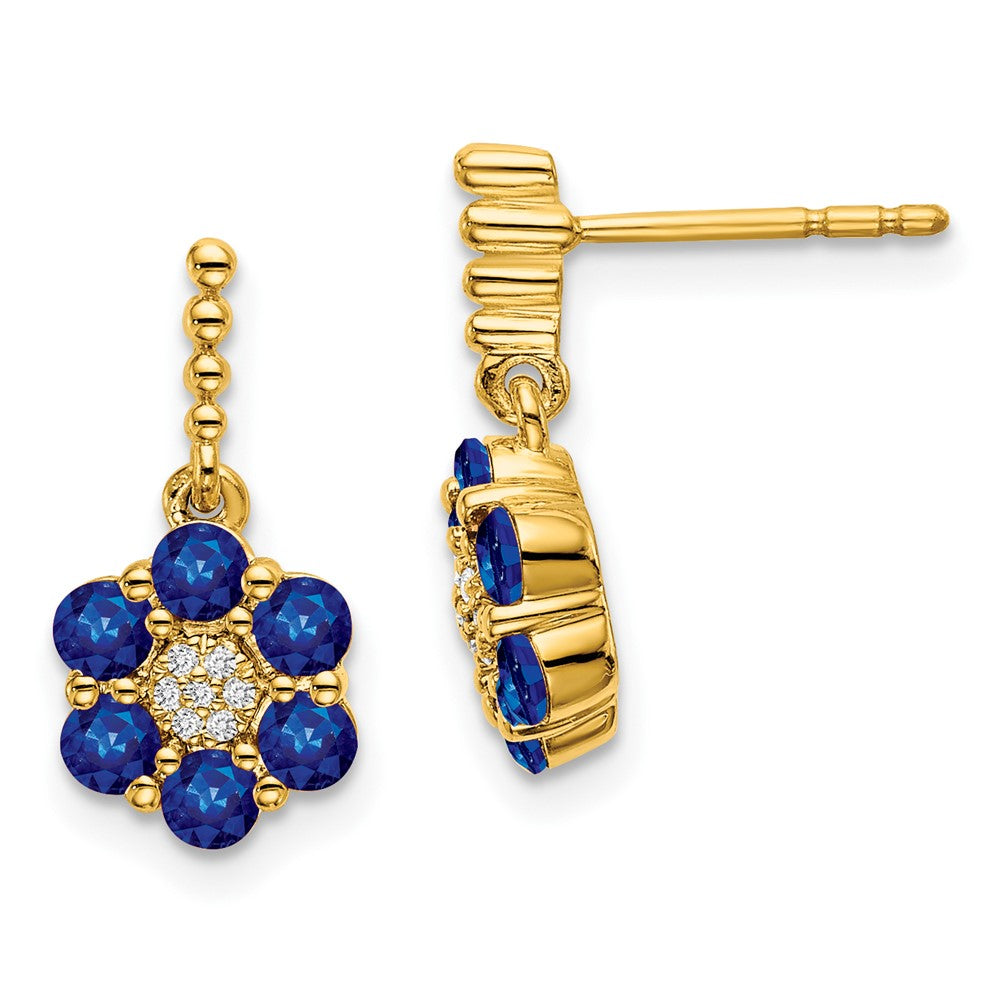 14k Yellow Gold Sapphire and Real Diamond Earrings EM7191-SA-005-YA