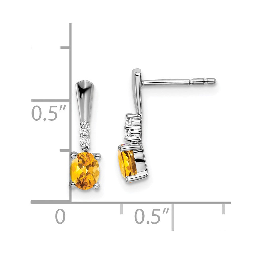 14k White Gold Oval Citrine and Real Diamond Dangle Earrings EM7407-CI-004-WA