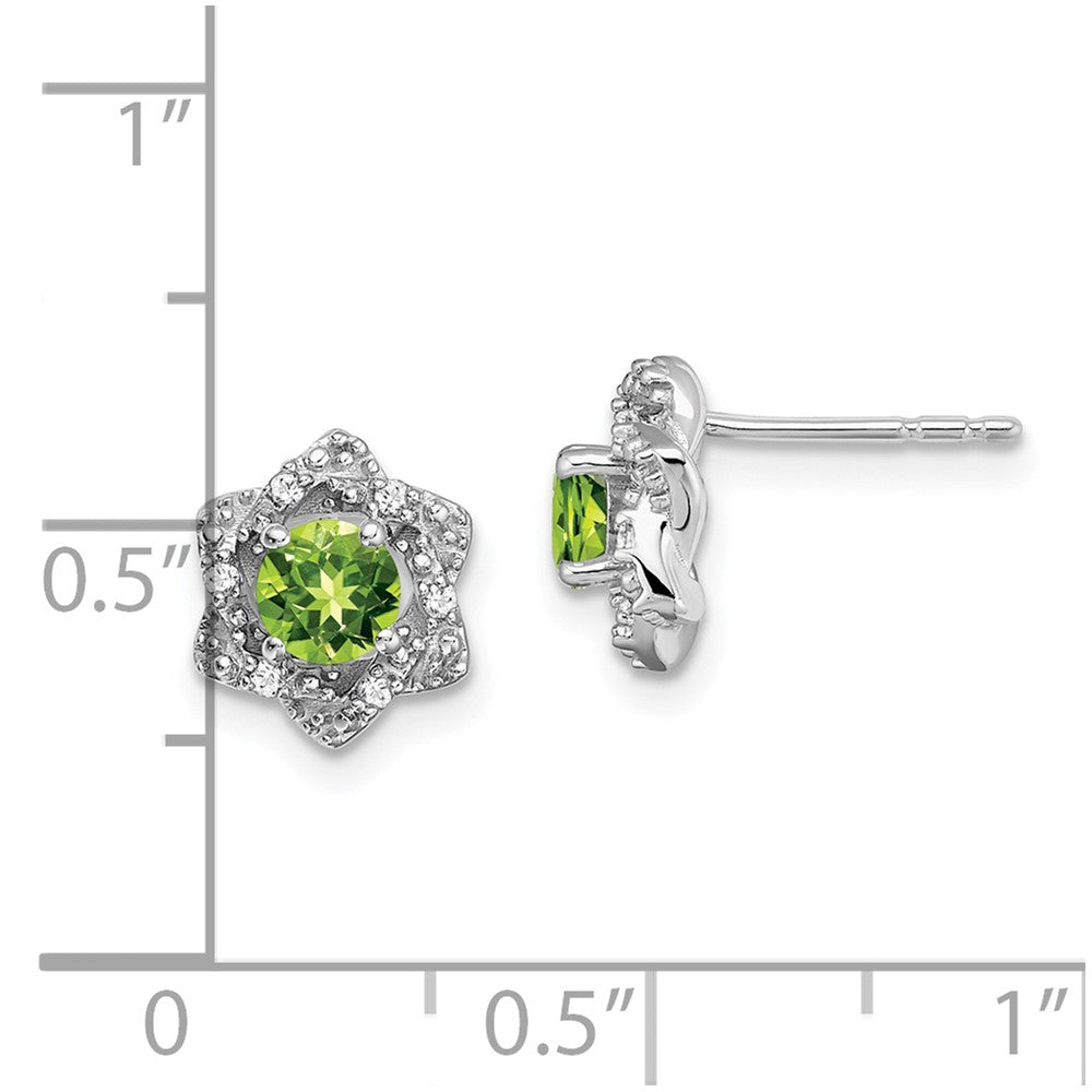 14k White Gold Peridot and Real Diamond Post Earrings EM7459-PE-006-WA
