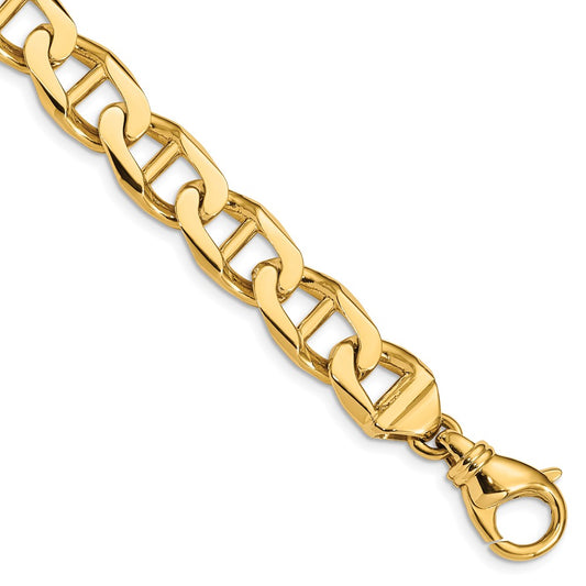 Solid 14K Yellow Gold 22 inch 10.3mm Hand Polished Fancy Anchor Link with Fancy Lobster Clasp Chain Necklace