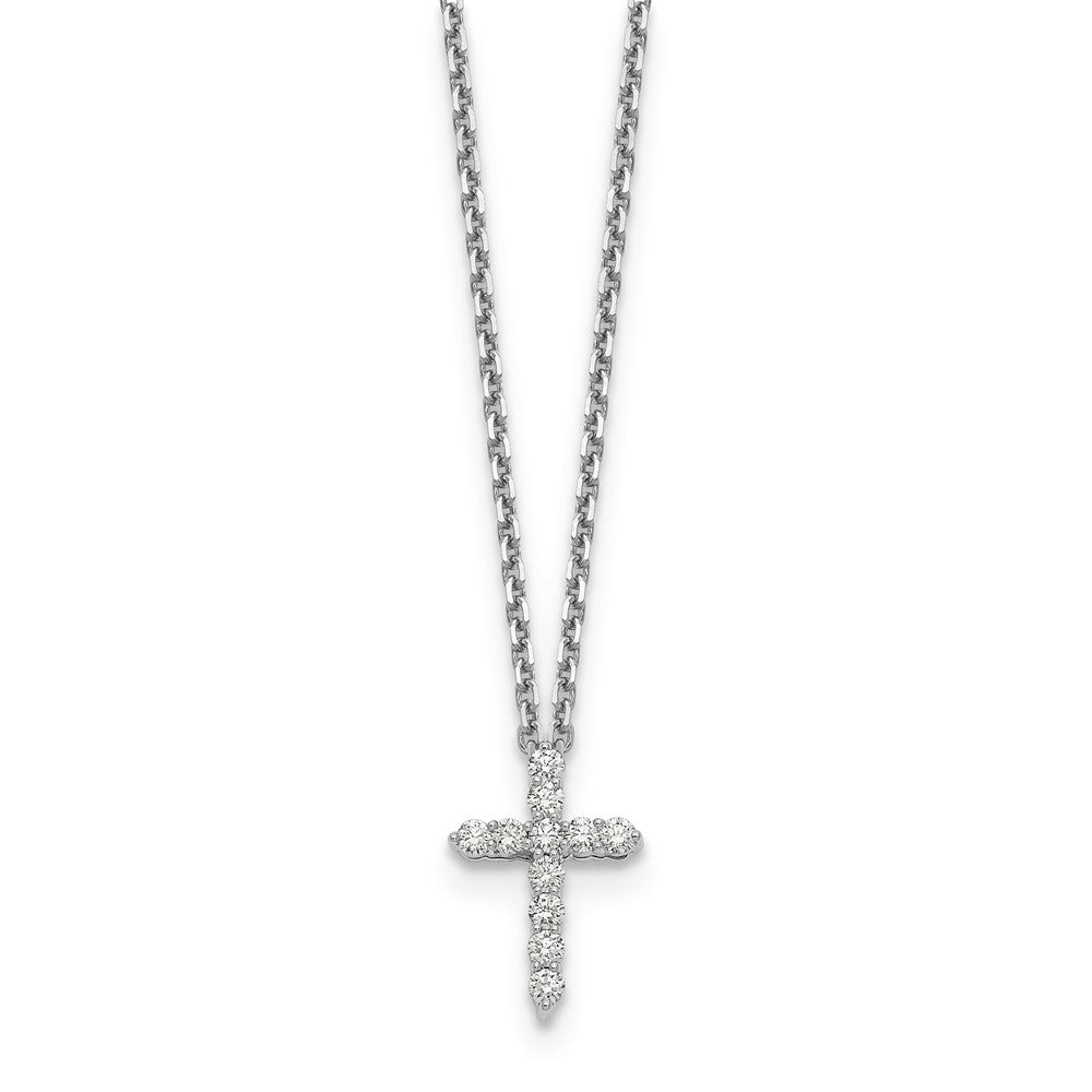 14k white goldtrue origin lab grown real diamond vs si d e f cross pendant necklace pm1000 025 wld