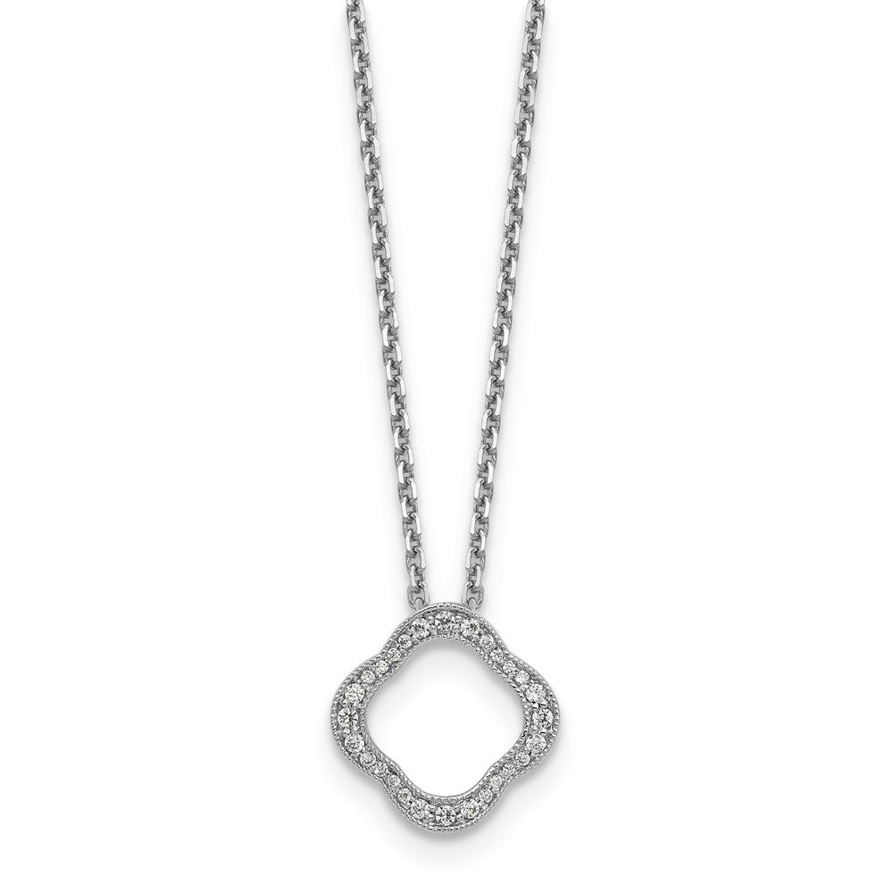 14k white goldtrue origin lab grown real diamond vs si d e f quatrefoil floral necklace pm1003 015 wld