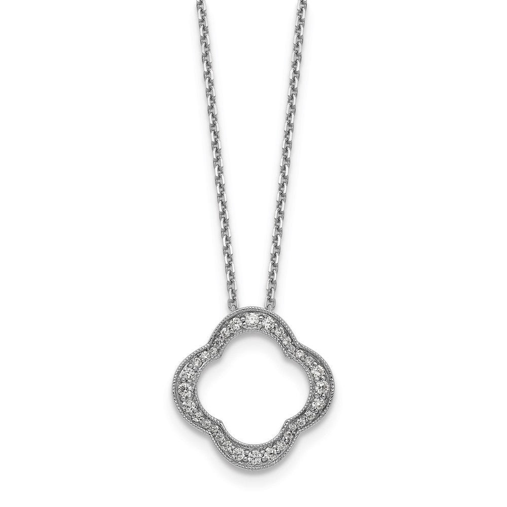 14k white goldtrue origin lab grown real diamond vs si d e f quatrefoil floral necklace pm1003 040 wld